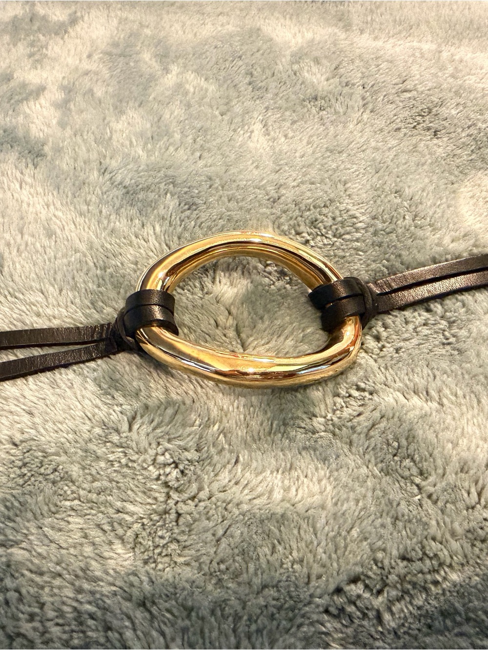 Banana Republic Gold Leather Large Oval Bracelet